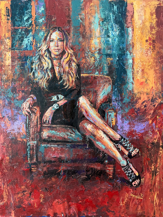 Abstract painting of Cris Arcangeli with a colorful background